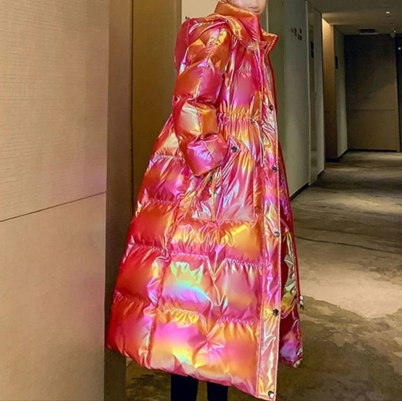 Waterproof Long Parkas Cotton Padded Jacket Women Hooded Thick Warm Snow Coat - Picture 3 of 5